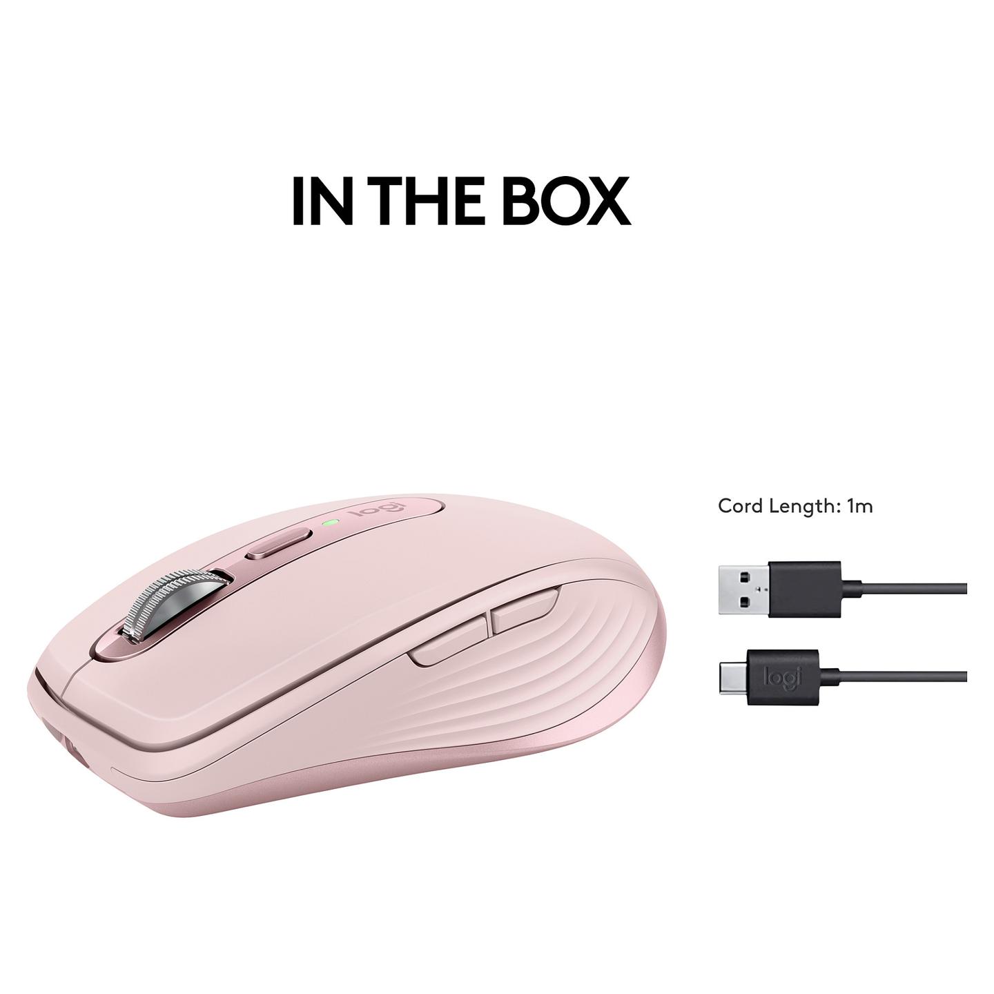 Maus pa Kabllo Logitech MX Anywhere 3S / Optik Darkfield / 8000 DPI / 6 Butona / Bluetooth / 2.4 GHz / Logi Bolt - Rozë - 17