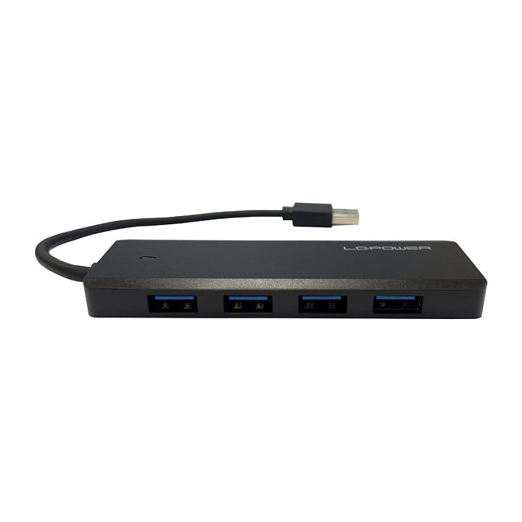 Hub USB LC-Power LC-HUB-U3-4-V2, 4x USB-A, 1x USB-C për Furnizim me Energji, USB 3.2 Gen 1, 5 Gb/s, Plug & Play – Zezë - 3