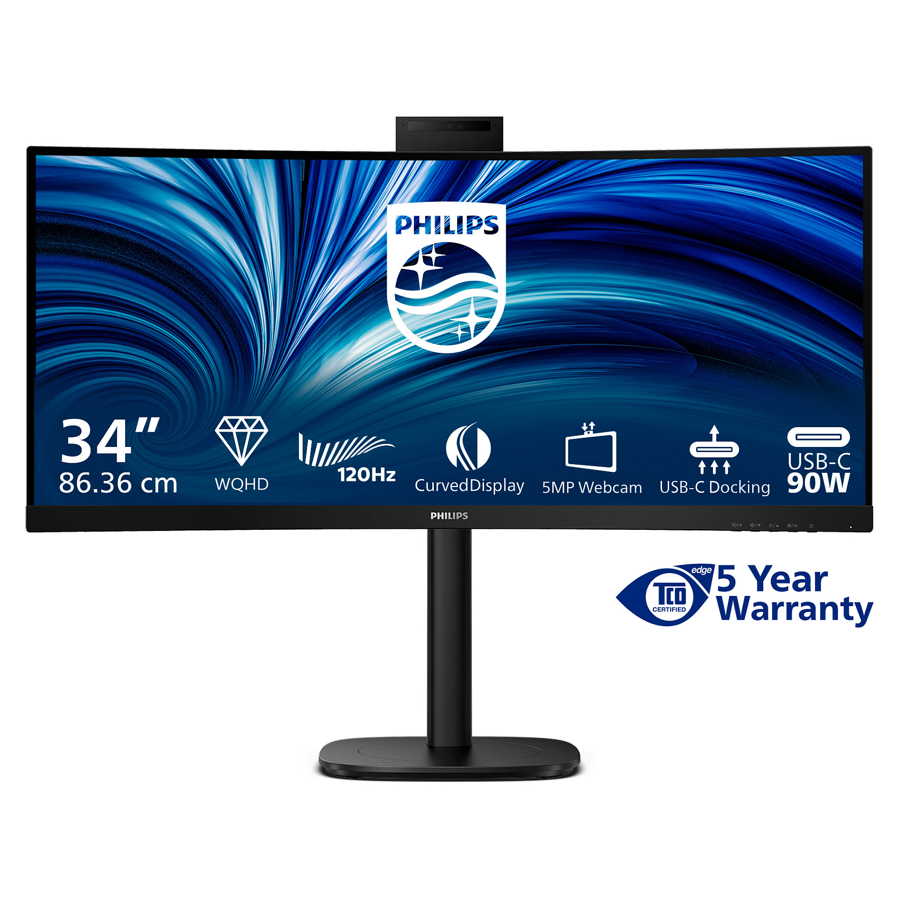 Monitor Philips 34B2U3600CH / 34" / Wide Quad HD VA LCD / 120 Hz / 4ms / USB-C + HDMI + DP / Curved - Zezë - 4