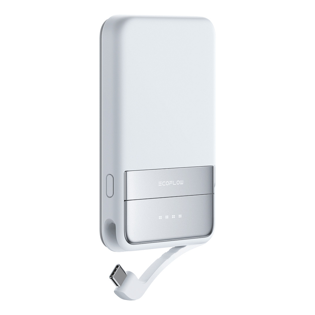 Powerbank EcoFlow RAPID / 5000mAh / 30W / Karikim wireless Qi2 15W / USB-C + Kabllo USB-C e integruar – Blu e çelët