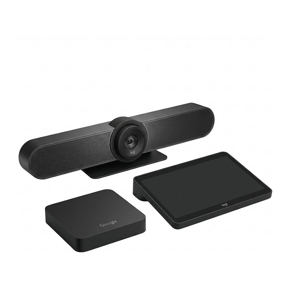 Sistem videokonference Logitech Small Room for Google Meet, MeetUp, Tap Touch Controller, Google Meet Compute System, mbajtëse për kompjuter