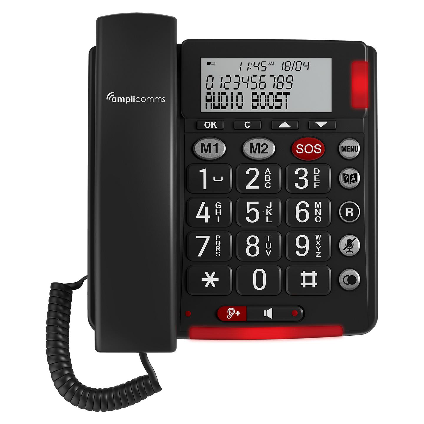 Telefon Analog Amplicomms BigTel 50 Alarm Plus / ATLE1424096 / Me Kabllo / Alarm SOS / +40 dB / Hands-Free / Ekran LCD / 32 Kontakte – Gri e errët - 4