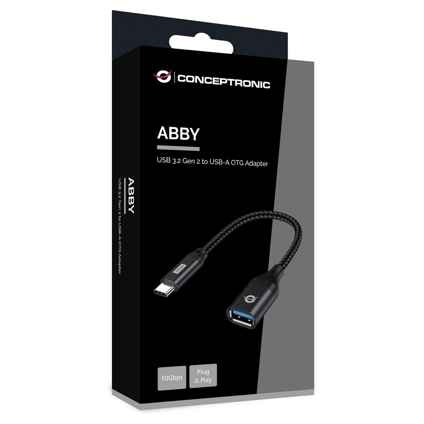 Adapter Conceptronic ABBY18B, USB-C Mashkull në USB-A Femër, USB 3.2 Gen 2, 10Gbps, 0.15m - Zezë - 3