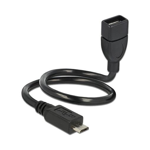 Kabllo USB DeLOCK 83927, USB 2.0, Micro-B në USB-A, OTG, ShapeCable, 0.35 m - Zezë