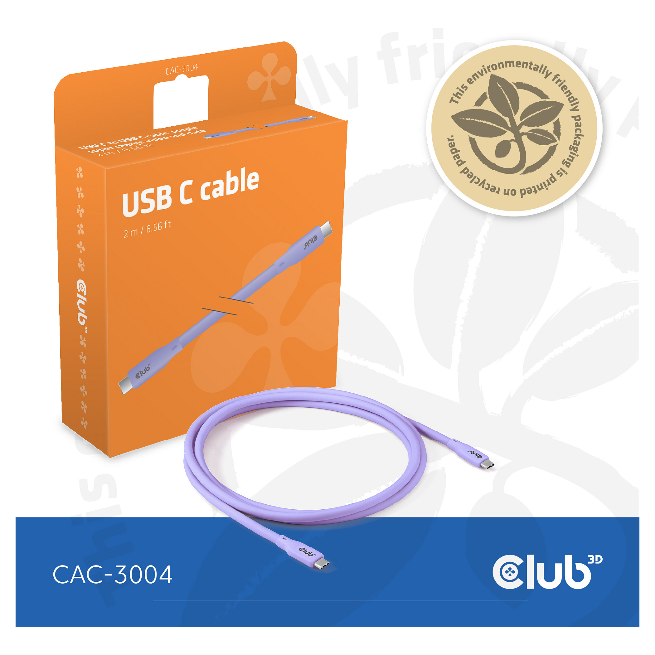 Club3D Lifestyle Kabllo USB‑C / PD 240W / 20 Gbps / 2.0m / St–St - Vjollcë - 9
