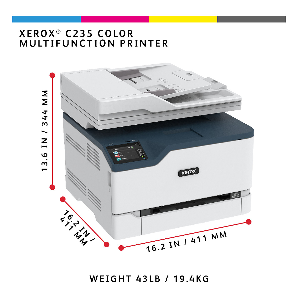 Printer Inkjet Laser Xerox C235 / 4-in-1 / A4 / LAN WLAN / ADF Duplex - Bardhë / Blu - 7
