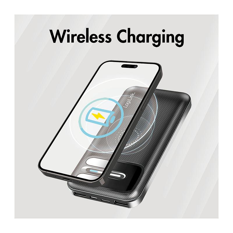 PowerBank LogiLink PA0305 / 8000mAh / 2x USB-A / Wireless 5W / USB-C / Micro USB / Magnet - Zezë - 8