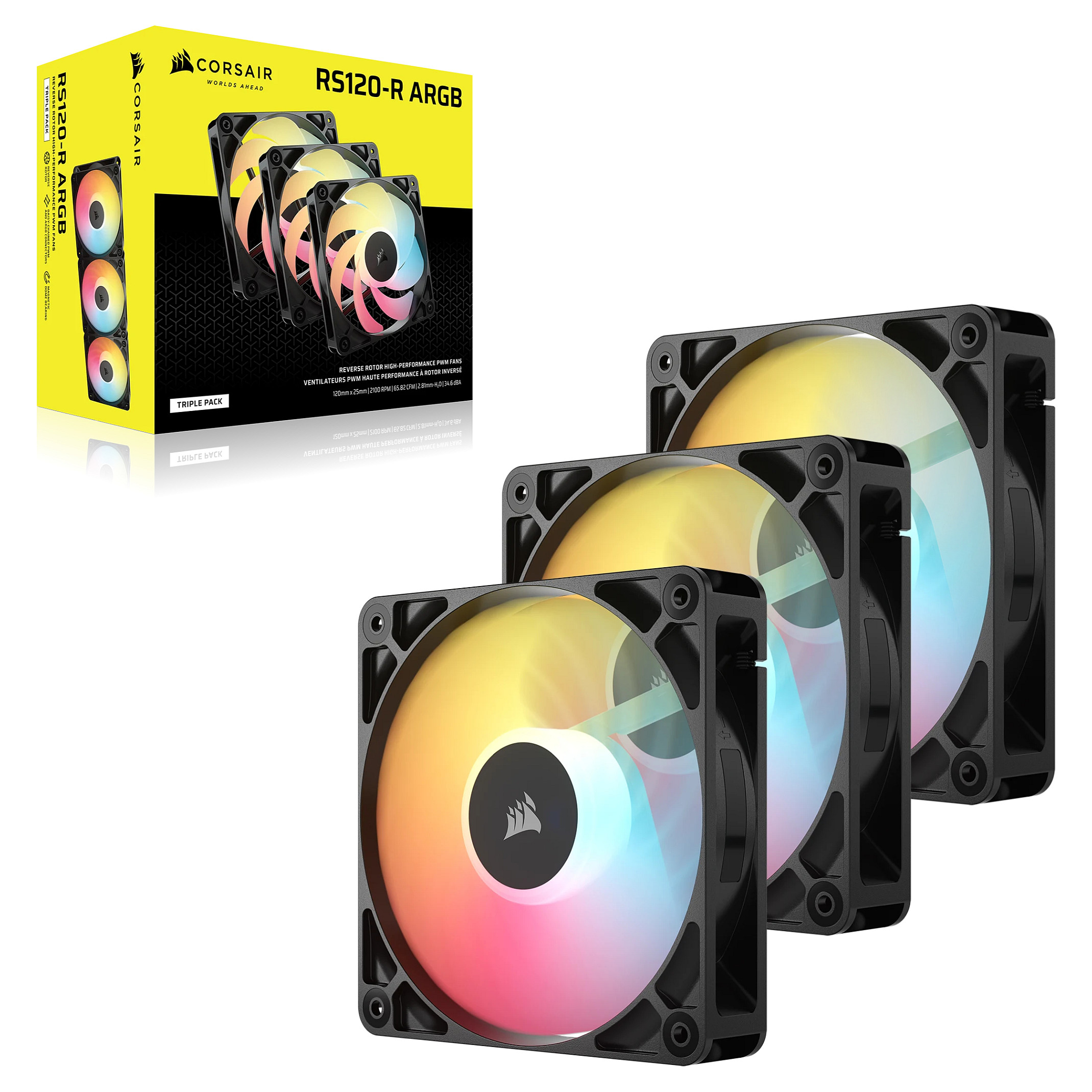 Ftohës për Kasë Corsair RS120-R ARGB / 120mm / 420-2100 RPM / ARGB / PWM / 3-Pack – Zezë - 4