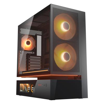 Kasë PC COUGAR CFV235 Vision / Mid Tower / ATX / 2x 160mm + 3x 140mm Fan Support / Mesh / 9.16" LCD / 360mm Radiator / ARGB - Zezë                                                   