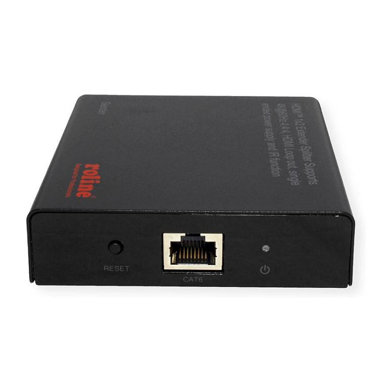 Extender dhe Splitter HDMI ROLINE 14.01.3643, 1 hyrje dhe 2 dalje, Cat.6A, 4K UHD 60 Hz, deri në 70 m, HDR, IR - Zezë - 5