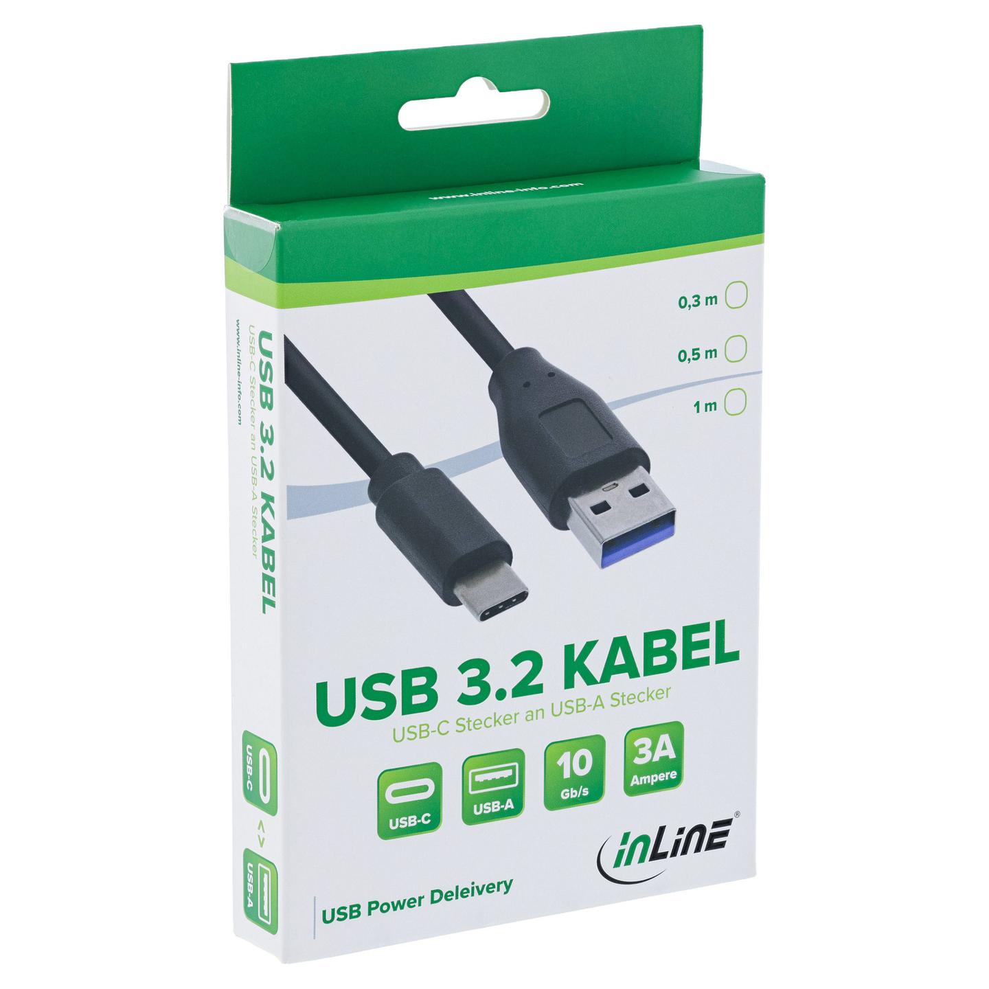 Kabllo USB InLine 35711, USB-C në USB-A, 1 m, USB 3.2 Gen 2, 10 Gbps - Zezë - 2