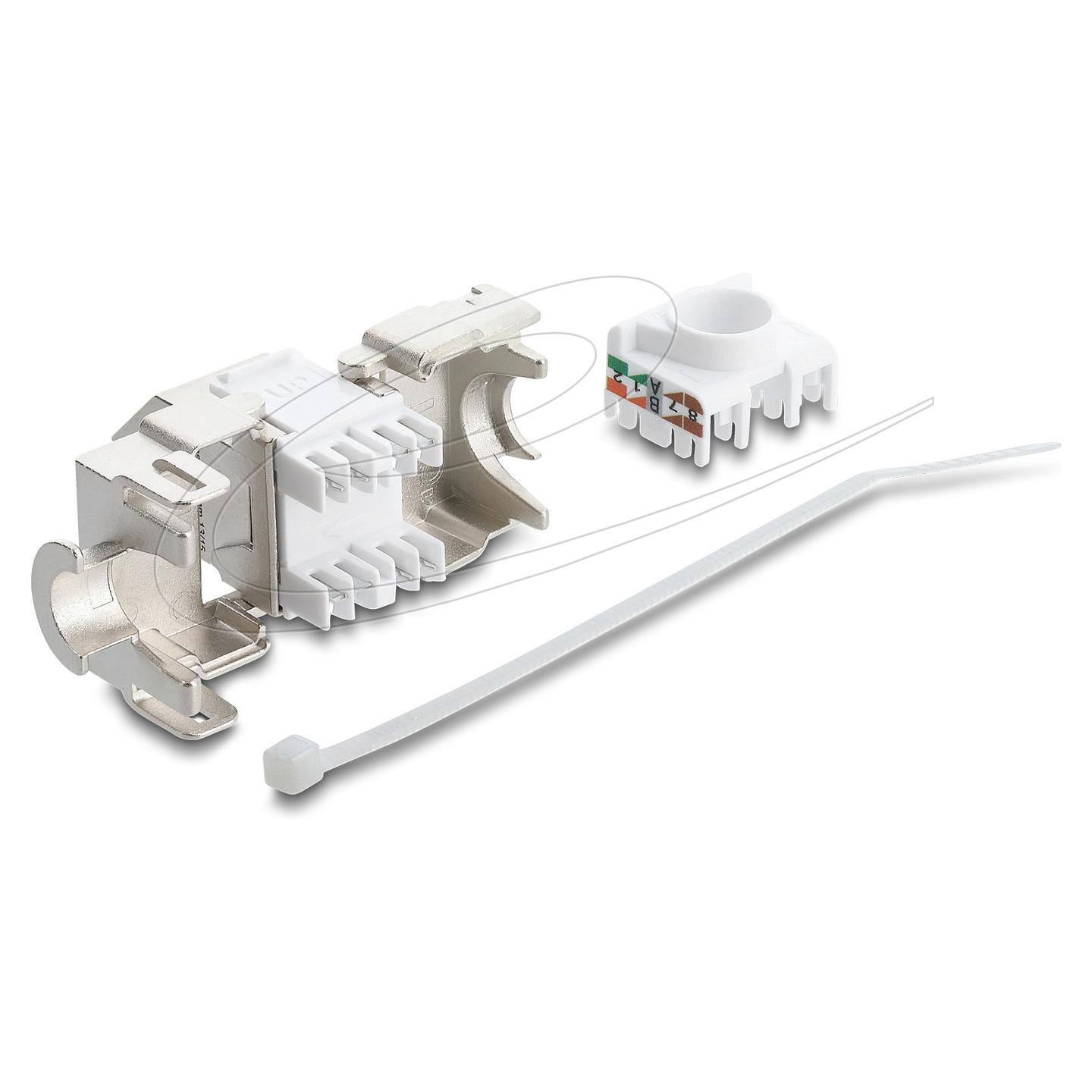 Modul Keystone DeLOCK 90938, RJ-45 femër në LSA, Cat.6A, 45°, i ekranizuar - Bardhë - 3