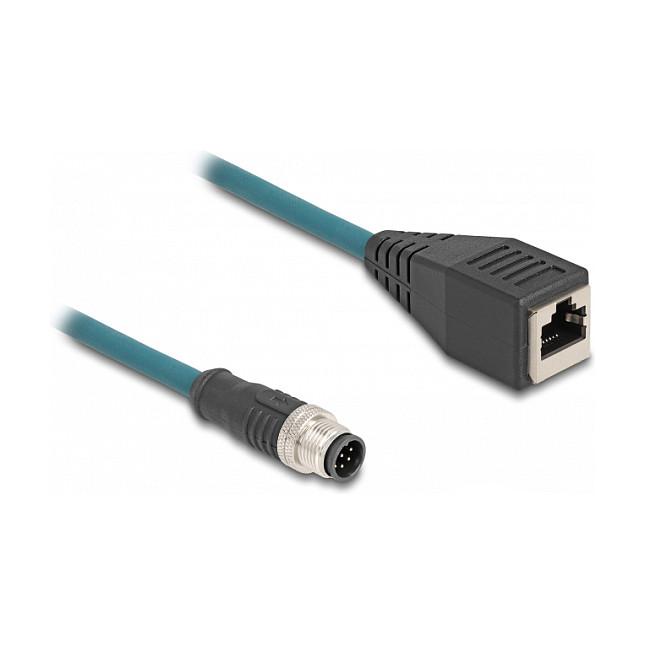 Kabllo Adapter për Rrjet DeLOCK 60069 / Cat 6A / S/FTP / M12 A-coded 8-pin Mashkull → RJ-45 Femër / 0.5m - Zezë - 2