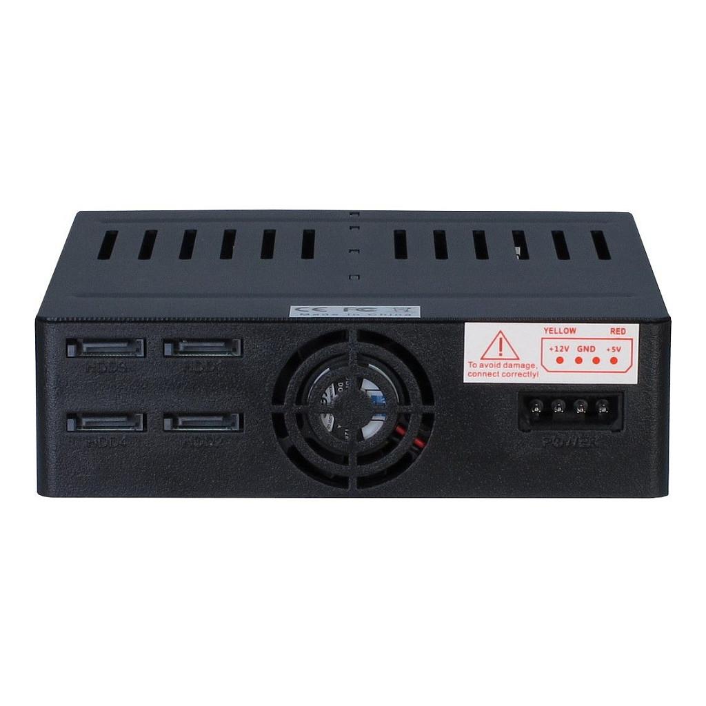 Këllëf për Disqe Inter-Tech X-3531, 4 × HDD/SSD SATA 2.5", për Bay 5.25", Ventilator 30 mm – Zezë - 2