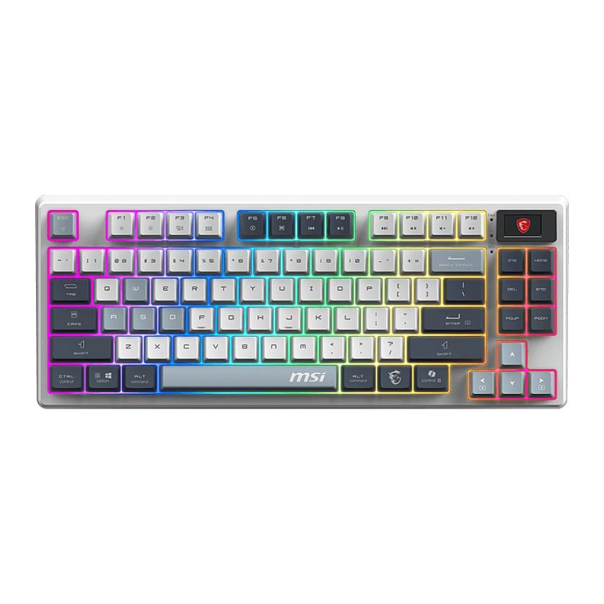 Tastierë Gaming MSI FORGE GK600 TKL / 83 keys / WIRELESS SKY / Mekanike / 4000mAh / RGB  – Blu/Bardhë
