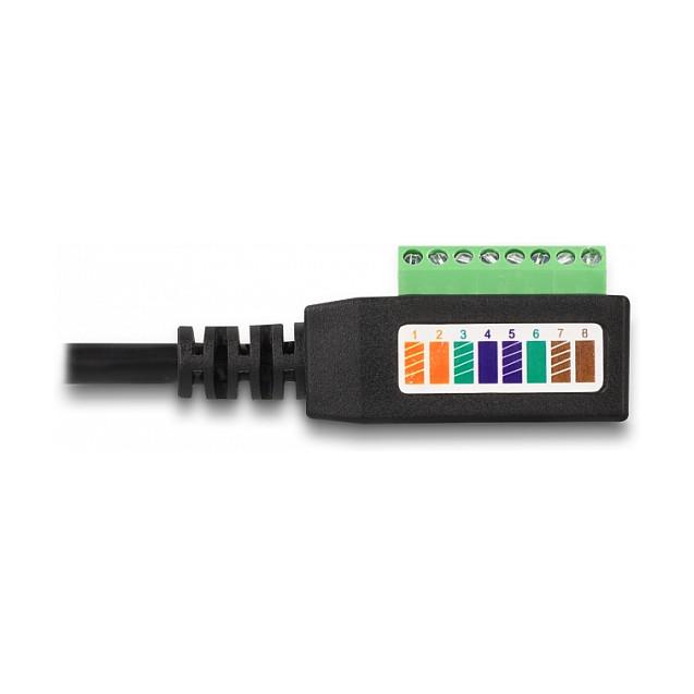 Adapter DeLOCK 66052, RJ45 mashkull në bllok terminali 8-pin, Cat.5e UTP, 0.215 m - Zezë/Gjelbër - 2