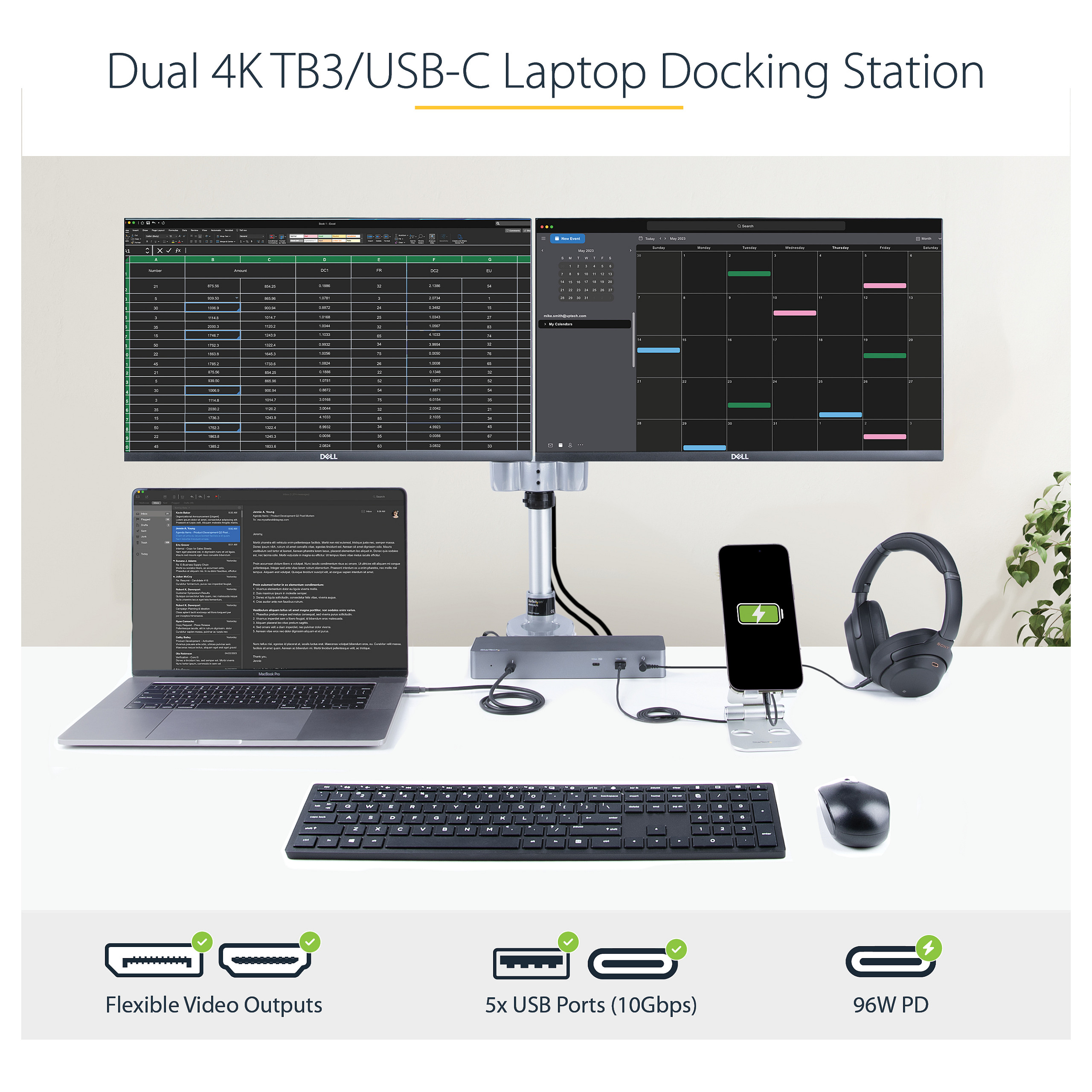 Docking Station StarTech Thunderbolt 3 / USB-C to Dual DisplayPort / HDMI - 7