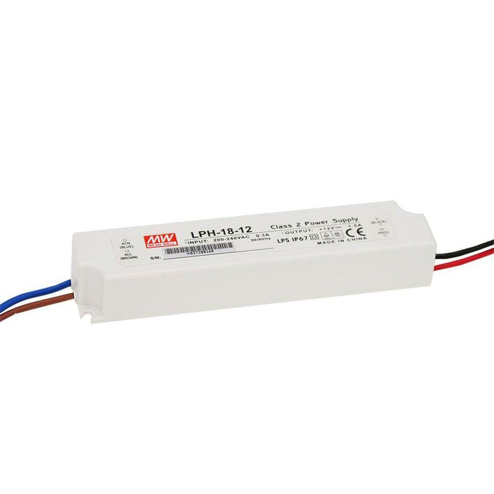 Furnizues Energjie Mean Well LPH-18-12, 18W, 12V DC, 1.5A, IP67 – Bardhë - 1