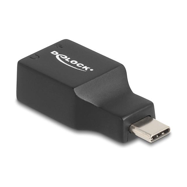Karta e Zërit USB DeLOCK 67128, USB-C Mashkull, 2x 3.5mm Femër, 16-bit, 48kHz, Plug & Play - Zezë - 2