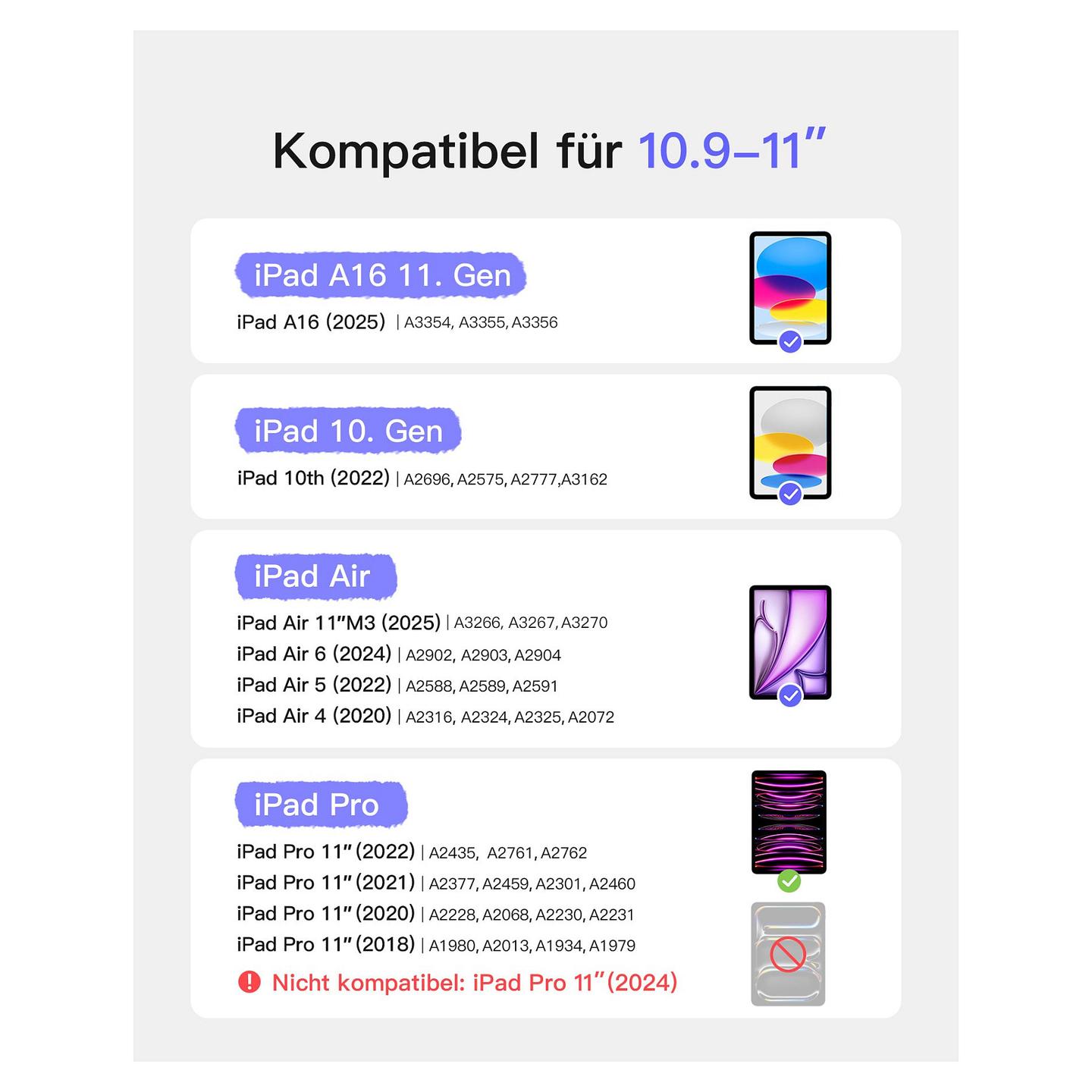 inateck KB002 Black Bluetooth-Tastatur-Hülle für iPad 11 - 2