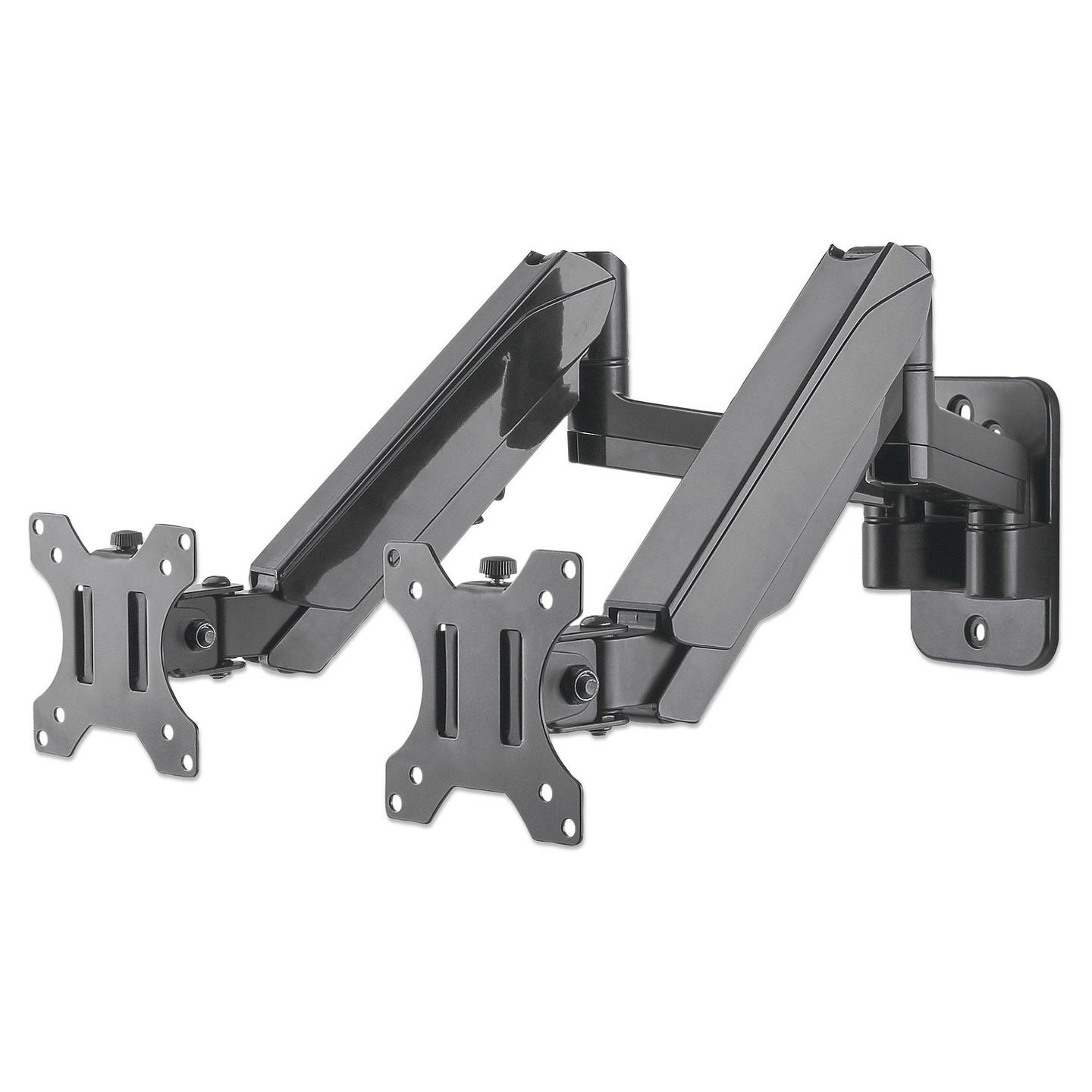 Mbajtëse Muri për Monitor Manhattan 461627 / 2 Monitorë / 17"-32" / 8kg / Full Motion Gas Spring - Zezë