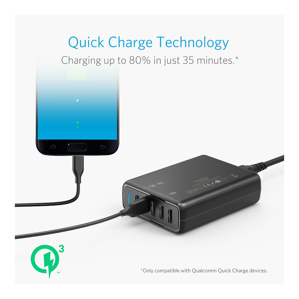Adapter Anker PowerPort Speed 5 / 5x USB-A / Quick Charge 3.0 / 63W - Zezë - 3