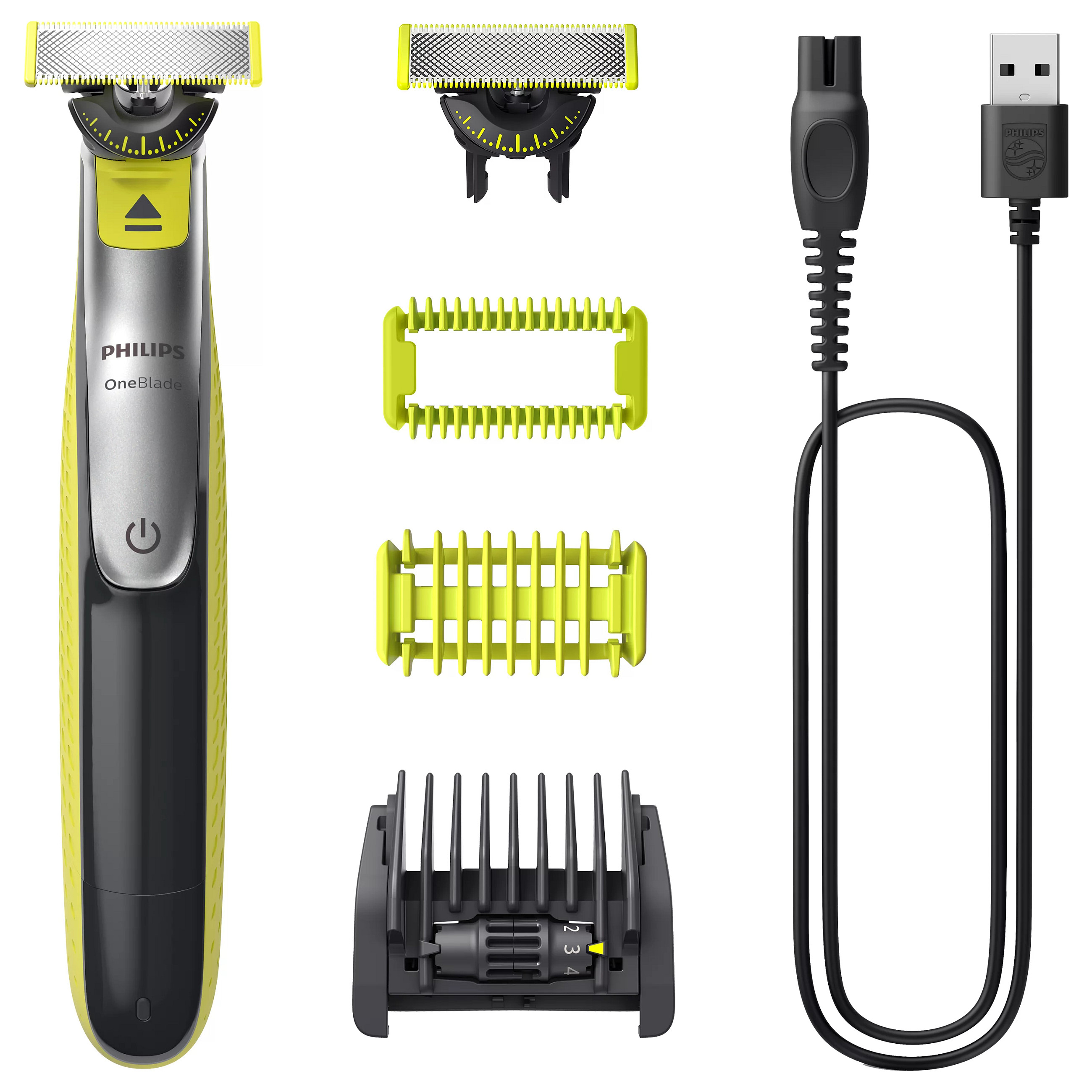Makinë e rrojës Philips OneBlade 360 QP2834/23 / Face & Body / 360 Blade / 12.000 lëvizje/min / 1–5mm / Wet & Dry / 60min – Gjelbër/Argjend/Zezë - 4