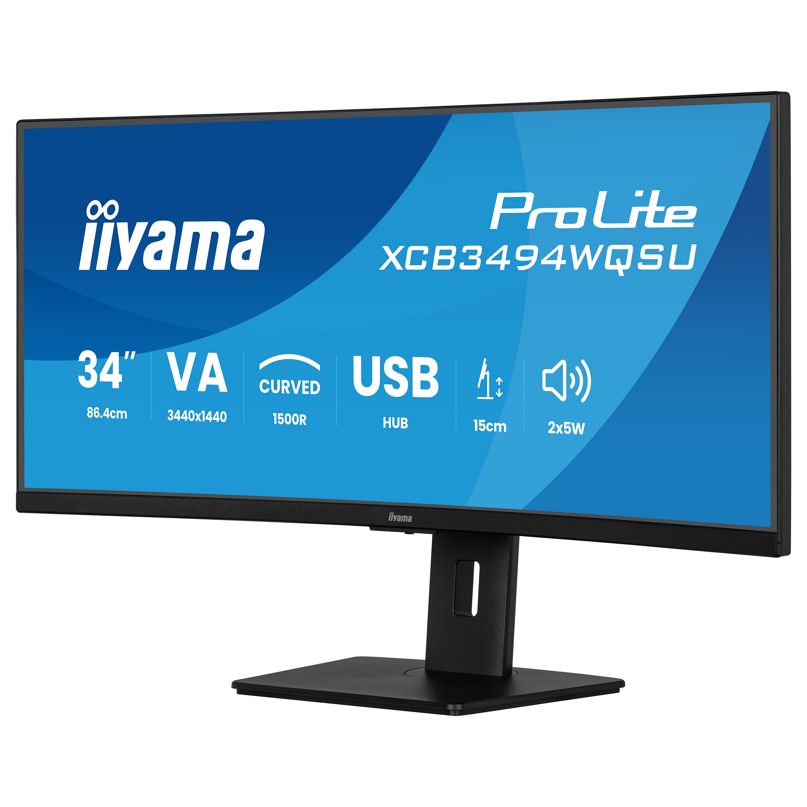 Monitor i lakuar IIYAMA XCB3494WQSU-B1 / 34" UltraWide Quad HD 120 Hz 0.4 ms VA Curved / HDMI DP USB / e zezë - 5