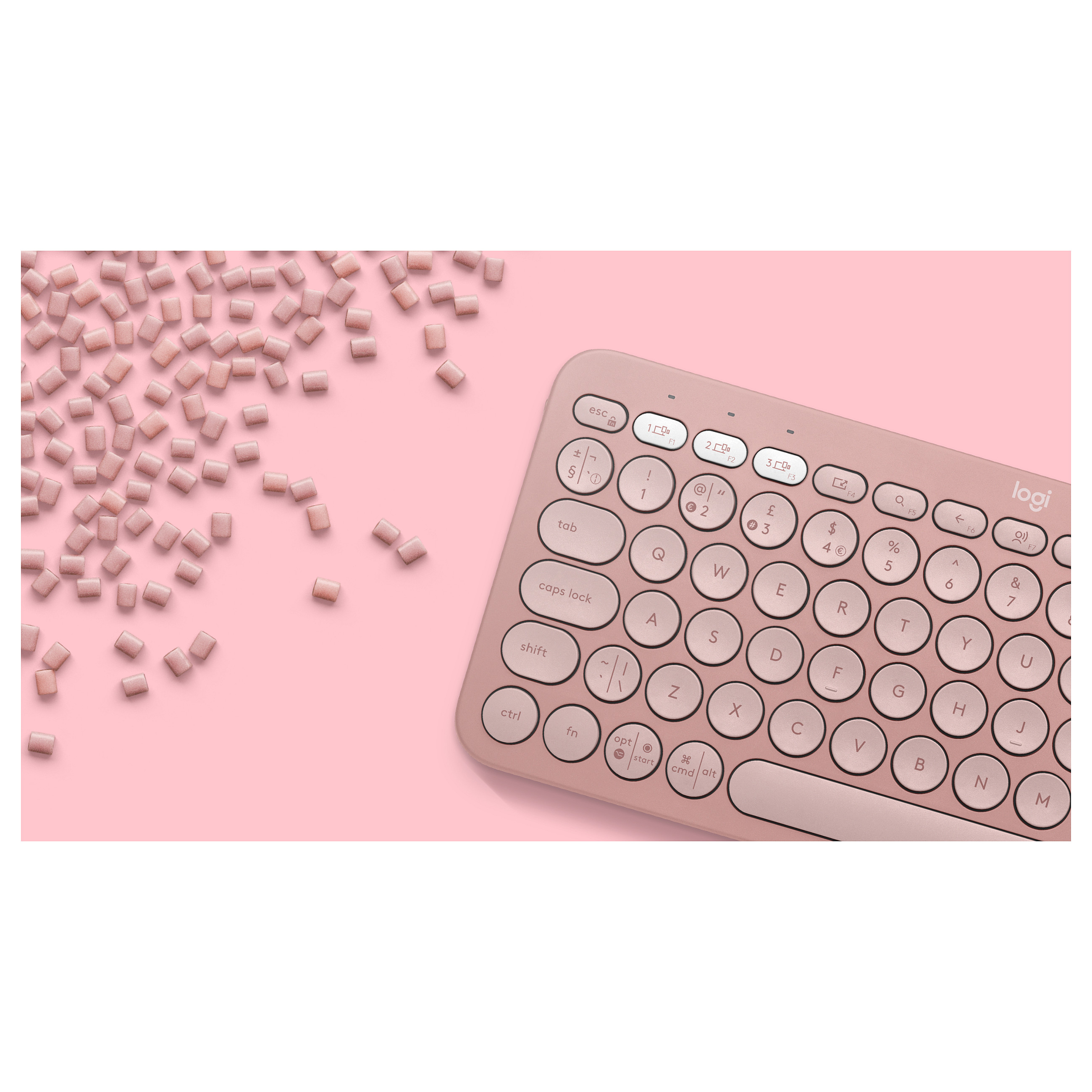 Tastierë Pa kabllo Logitech Pebble Keys 2 K380s / Mini / Scissor Switch / Bluetooth / QWERTY US / Easy-Switch / 3 Pajisje - Rozë - 7