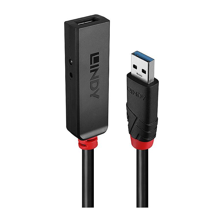 Kabllo USB LINDY 43401, USB 3.0, USB-A Mashkull në USB-A Femër, 5Gbps, 5m - Zezë