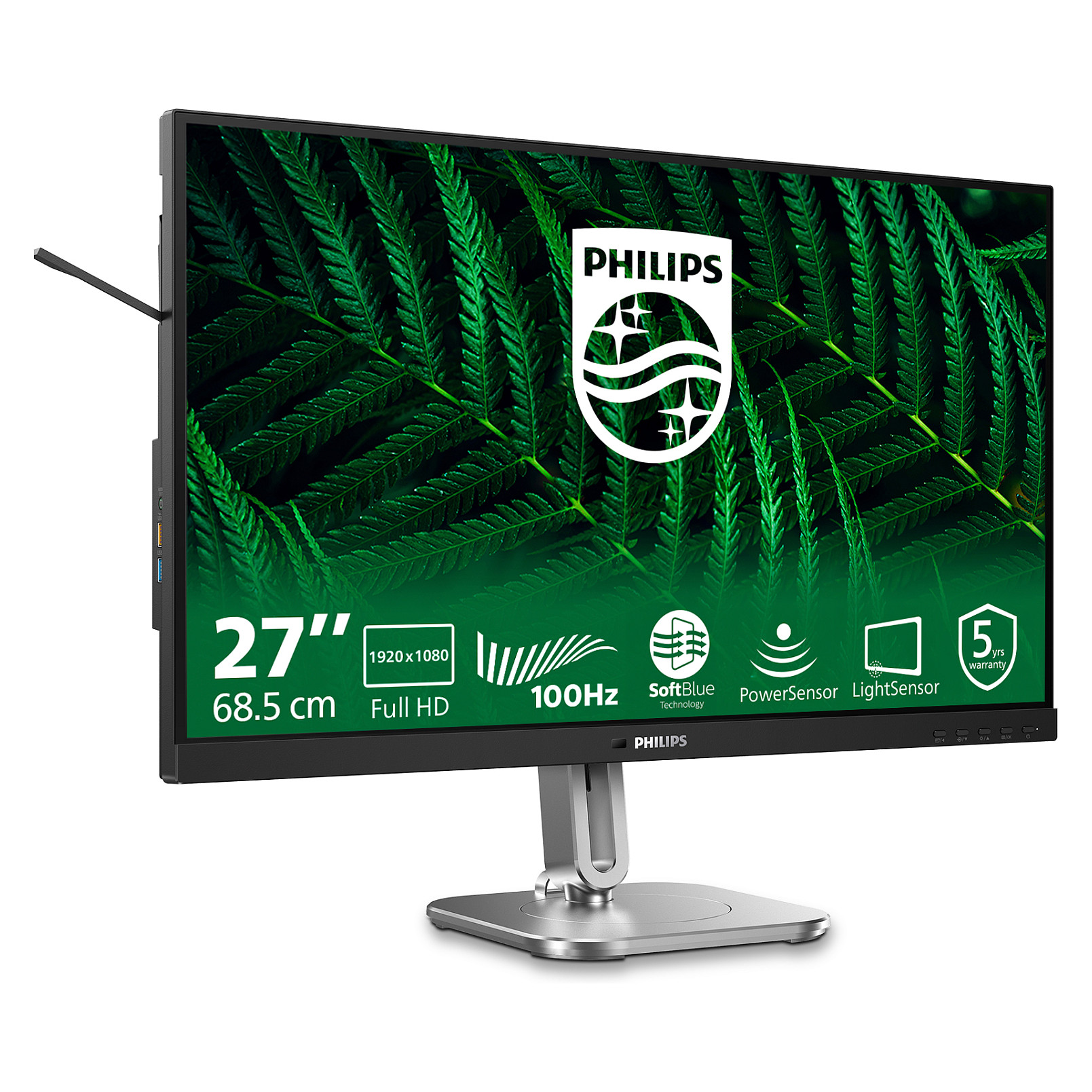 Monitor për punë Philips 27B2G5200 / 27" / Full HD LCD IPS / 100 Hz / 4 ms / USB + HDMI + DP / Zezë Gri - 2