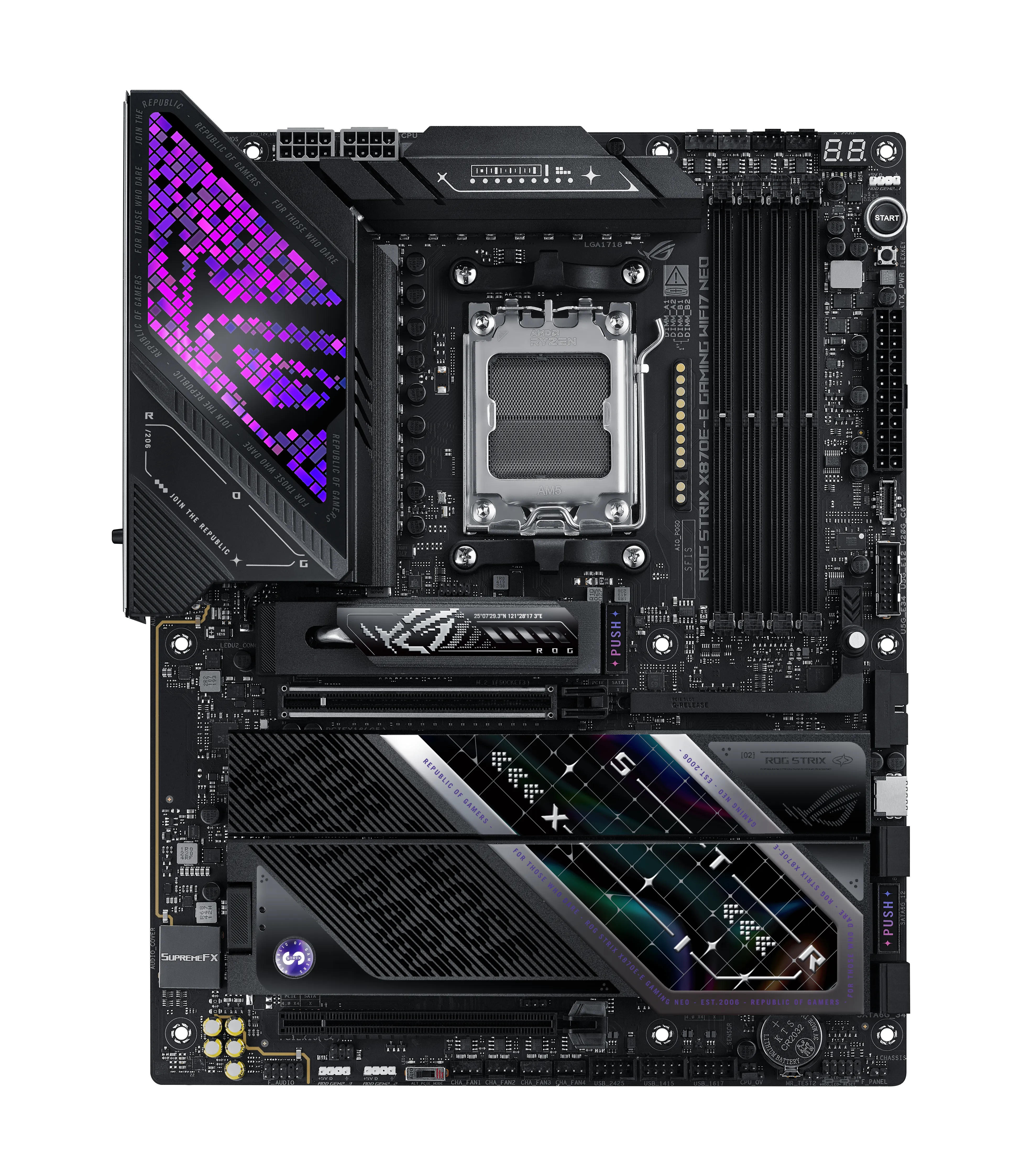 Pllakë Amë ASUS ROG STRIX X870E-E GAMING / AMD AM5 / X870E / DDR5 / ATX / Wi-Fi 7 / 5GbE LAN