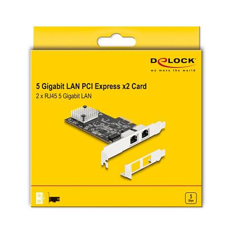 Karta të Rrjetit Delock 81261 / PCIe 3.0 x2 / 2x 5 Gigabit LAN RJ45 / 5Gbps / Realtek RTL8126 / Low Profile - 4