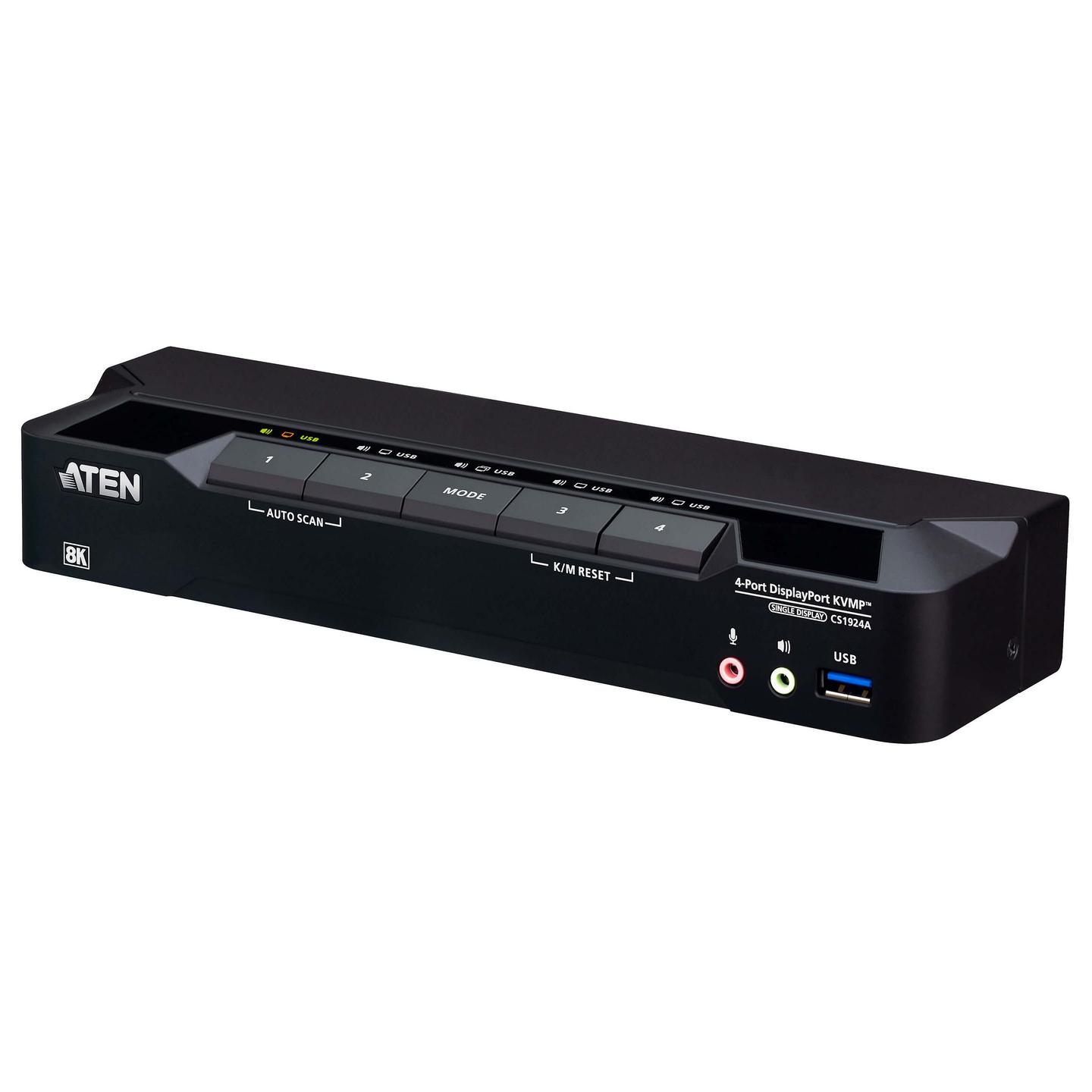 KVM Switch ATEN CS1924A-AT-G, 4 porta, DisplayPort 1.4, USB 3.0, 8K 60Hz - Zezë