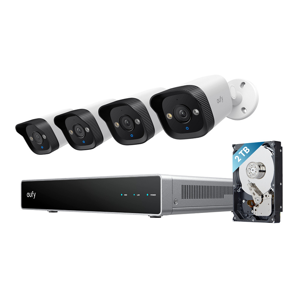 Kamerë Sigurie IP CCTV eufy E40 / NVR / 8 Kanale / 4K / HDD 2TB - Zezë/Gri/Bardhë