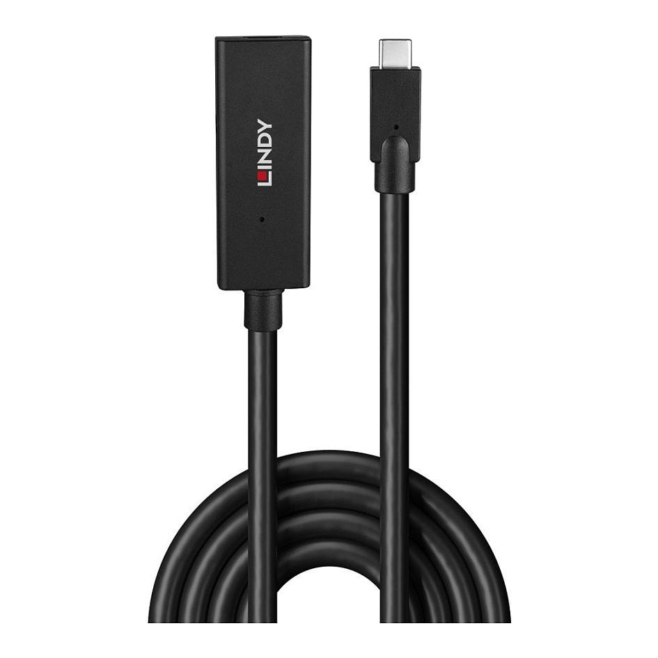 Kabllo USB LINDY 43364, USB 3.2 Gen 2, USB-C Mashkull në USB-C Femër, 10Gbps, 5m - Zezë - 2