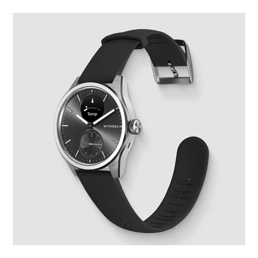 Orë e mençur Withings ScanWatch 2, 42 mm, Ekran Hibrid OLED, Bluetooth, ECG, SpO₂, Matje e Temperaturës, Xham Safiri, 5 ATM – Zezë - 3