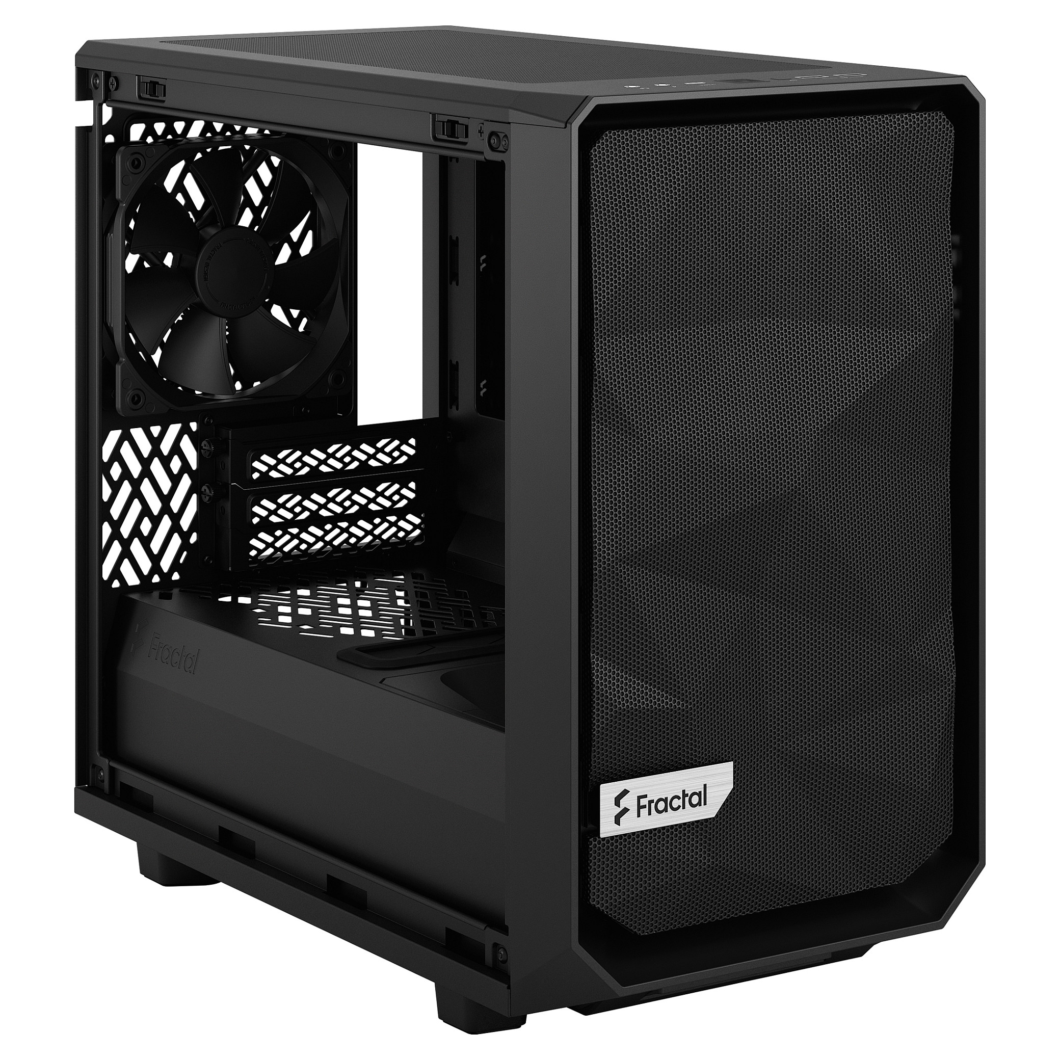 Kasë PC Fractal Design Meshify 2 Nano / Mini Tower / Mini-ITX + Mini-DTX / 1x 140mm + 1x 120mm Fan / Tempered Glass - Zezë - 12