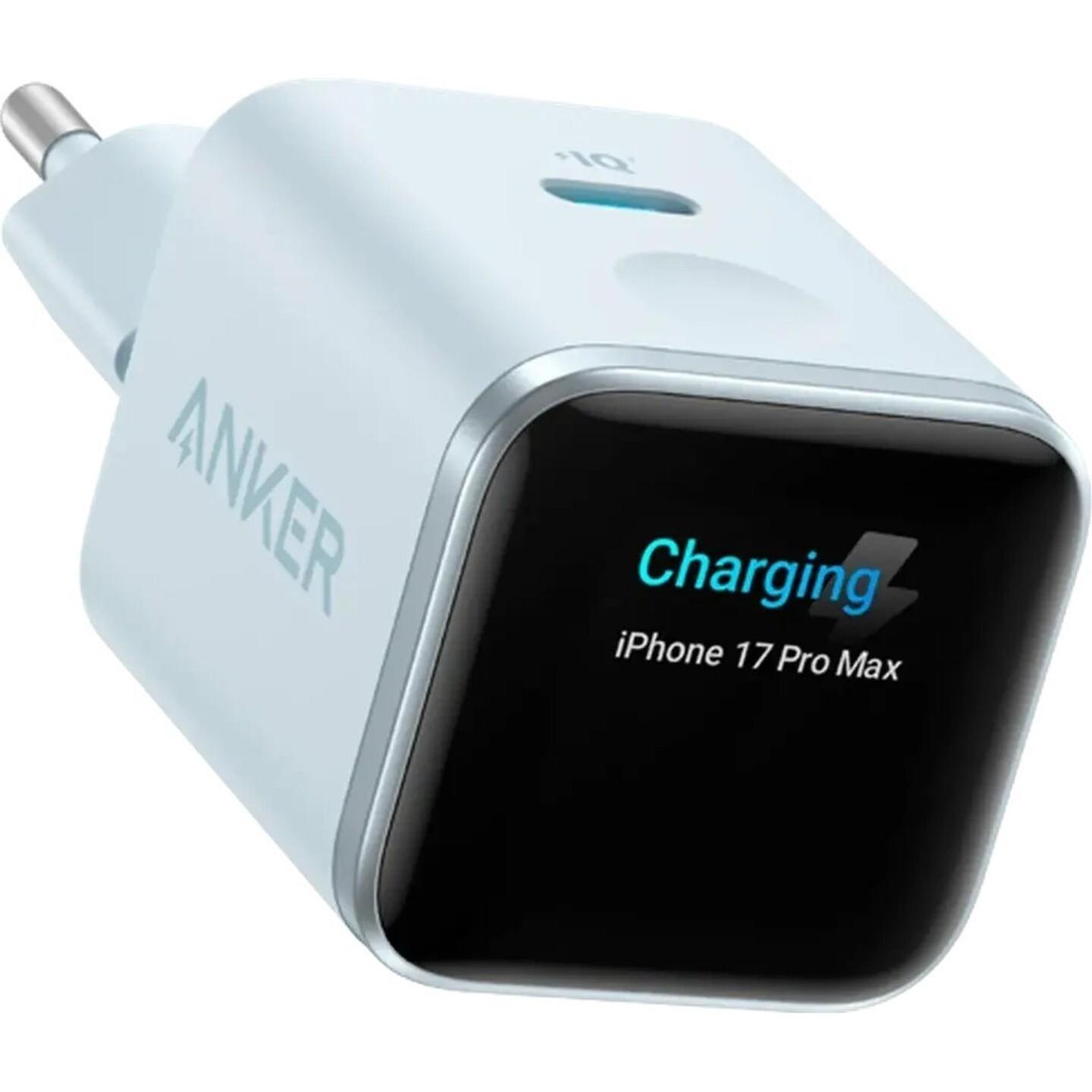 Karikues Anker Nano, 45W, GaN, 1x USB-C, ActiveShield 5.0, SmartDisplay - Blu e çelët