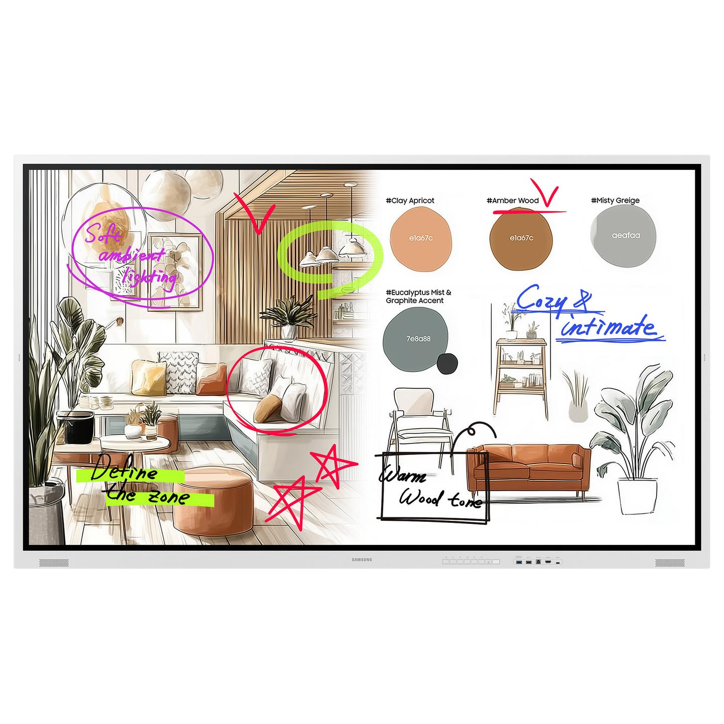 Interaktiv (Smart Board) Samsung WM85FX, 85", 4K UHD, VA, Touch IR, 8GB, 64GB, 2× HDMI, USB-C, 2× USB-A, HDMI Out - Hiri