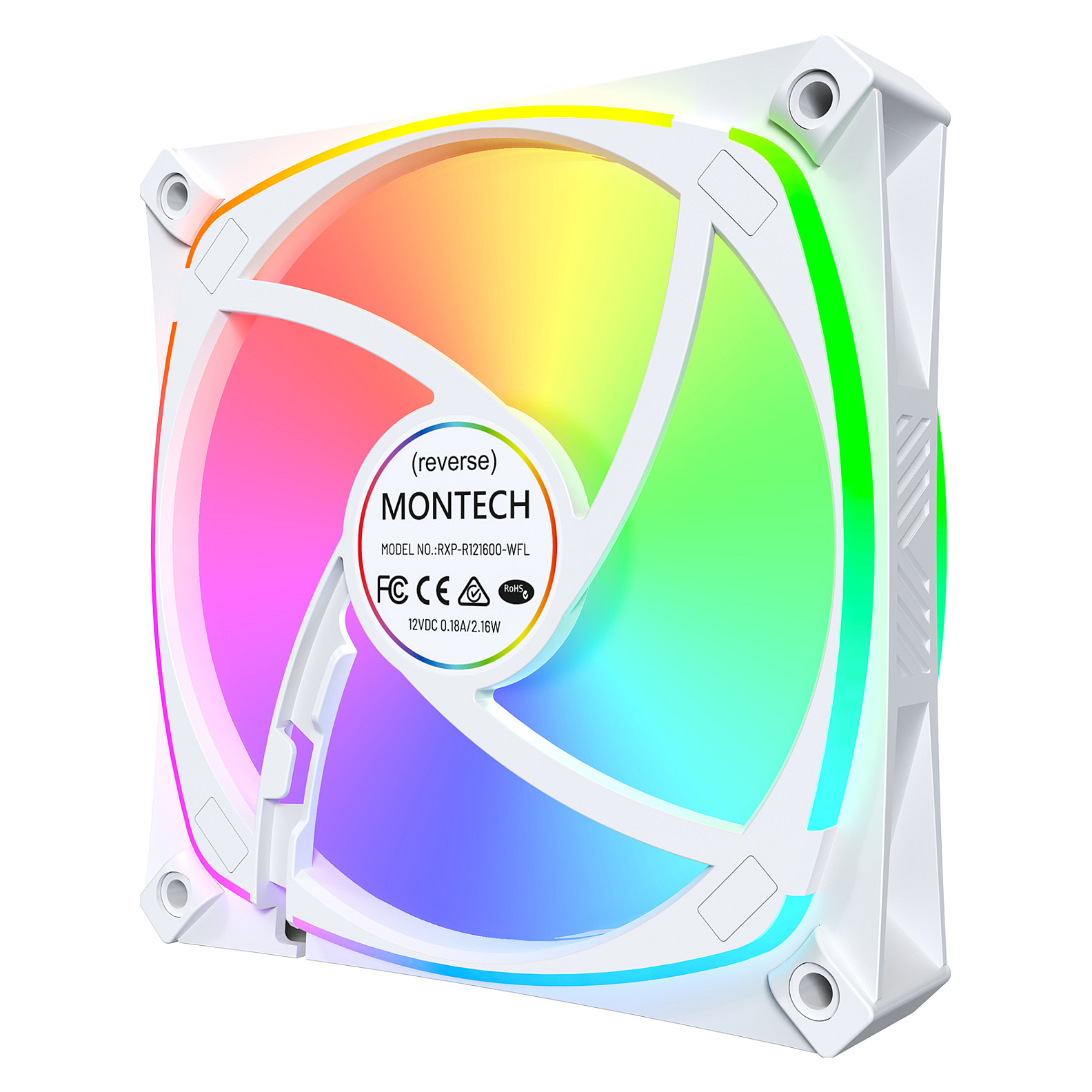 Ftohës për Kasë Montech RX120 PRO / 120mm / 600-1600 RPM / ARGB / PWM / Reverse – Bardhë - 6