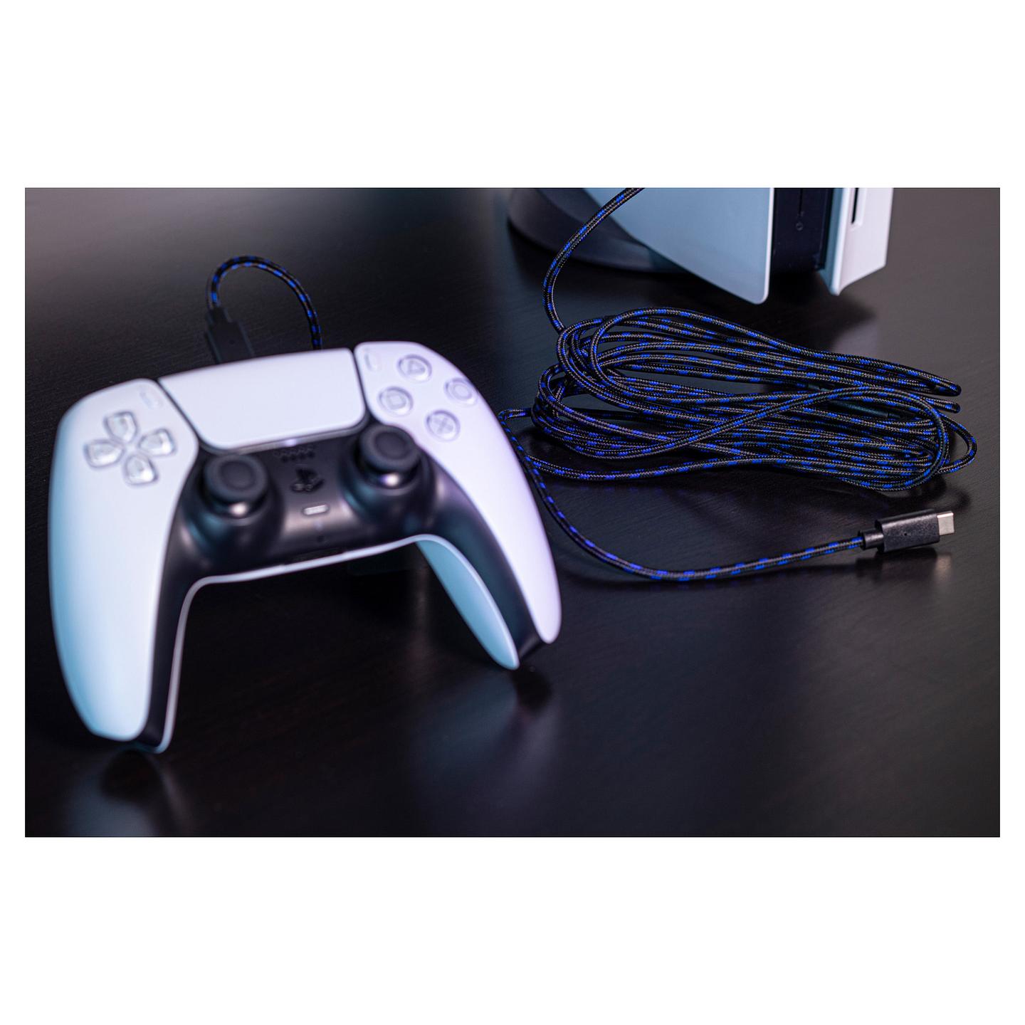Aksesorë për Konsolë Venom VS5002 / PlayStation 5 / Dual Play & Charge Cable / USB-A në 2x USB-C / 3 m – Zezë/Blu - 7