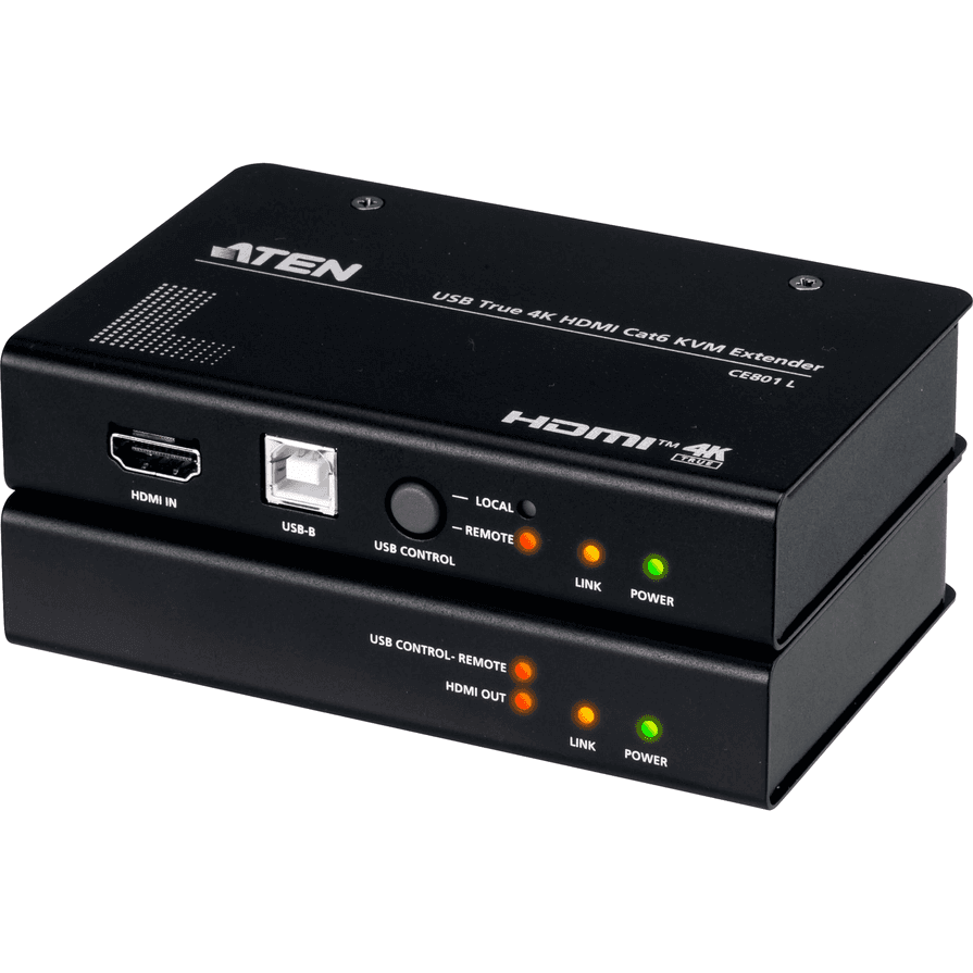 Extender KVM ATEN CE801, HDMI 4K 60Hz, USB, RS-232, Cat.6, deri në 70m - Zezë