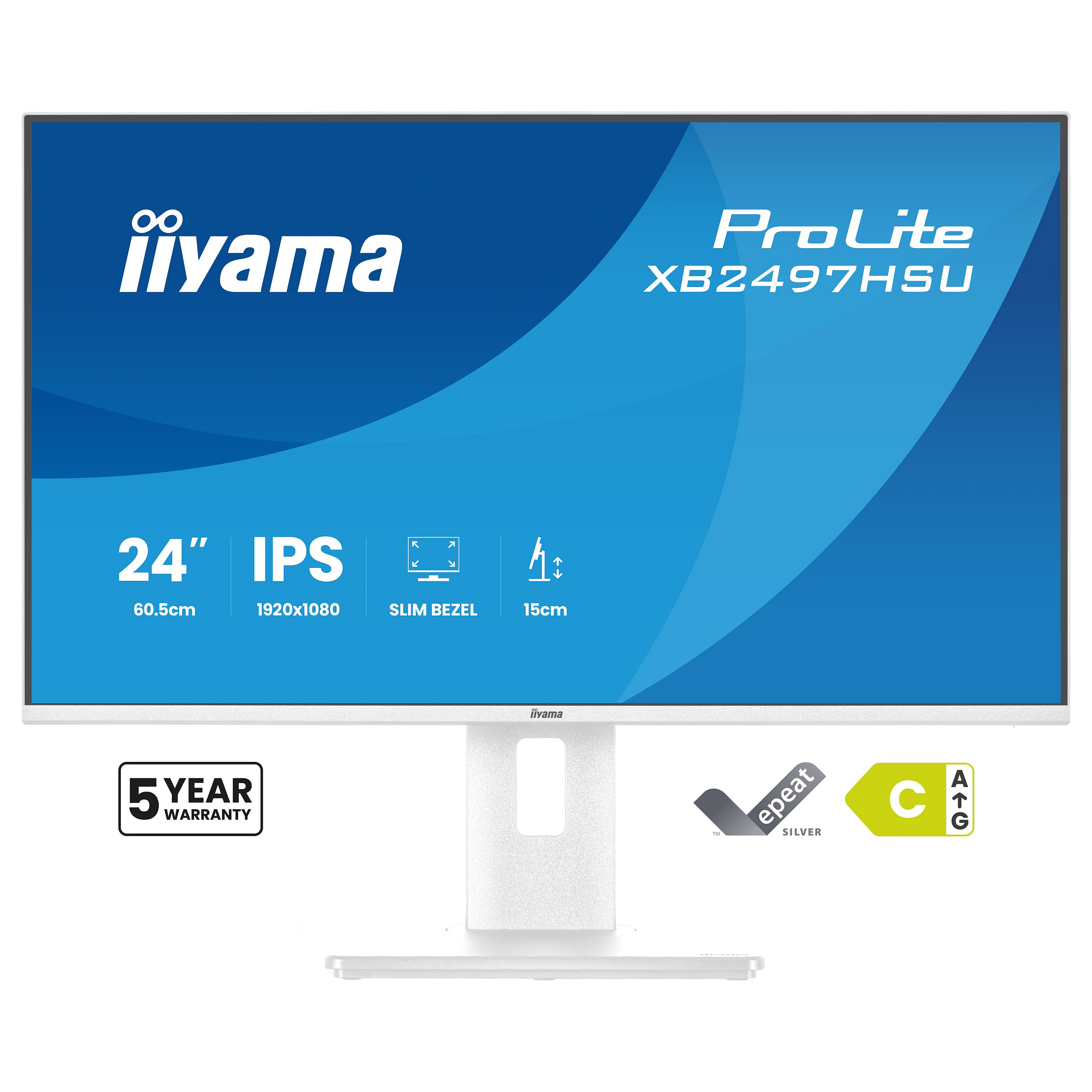 Monitor iiyama ProLite XB2497HSU-W1 / 24" / Full HD IPS LED / 120Hz / 4ms / HDMI+DP - Bardhë - 2