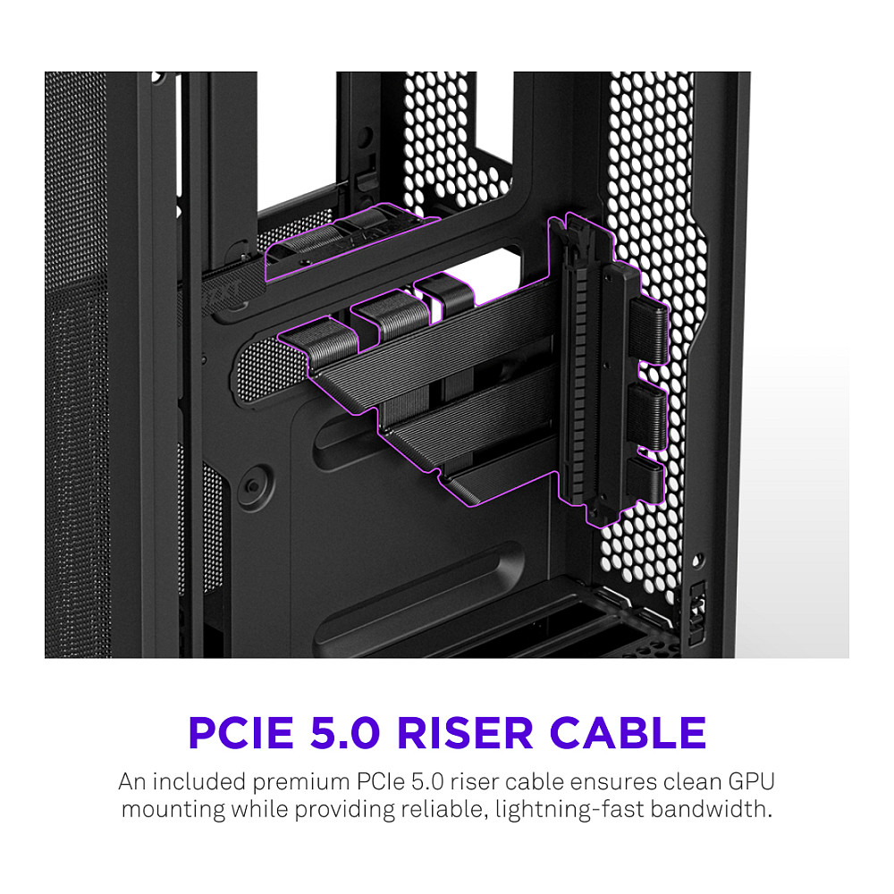 Kasë PC NZXT H2 Flow / SFF / Mini-ITX / 2x 120mm Fan / Tempered Glass / Mesh / PCIe 5.0 Riser / 280mm Radiator - Zezë - 9