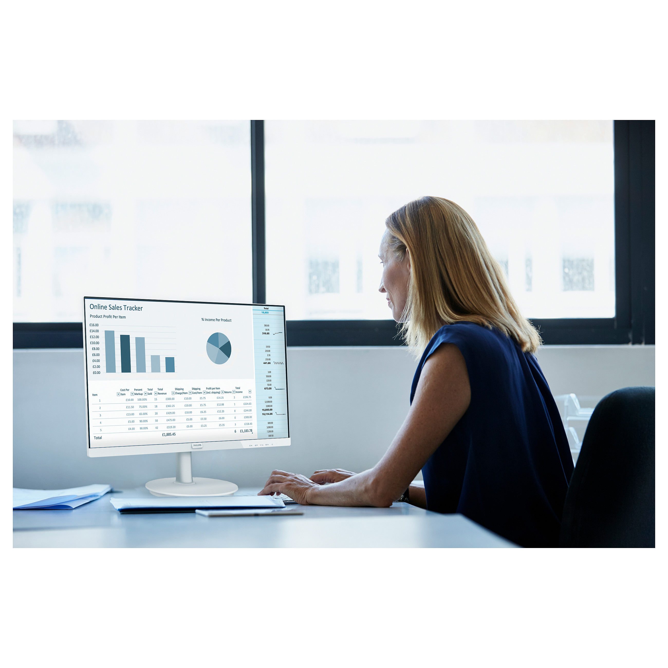 Monitor Philips 241V8AW / 23.8″ / FHD IPS LCD / 75Hz / 4ms / HDMI + VGA - Bardhë - 6