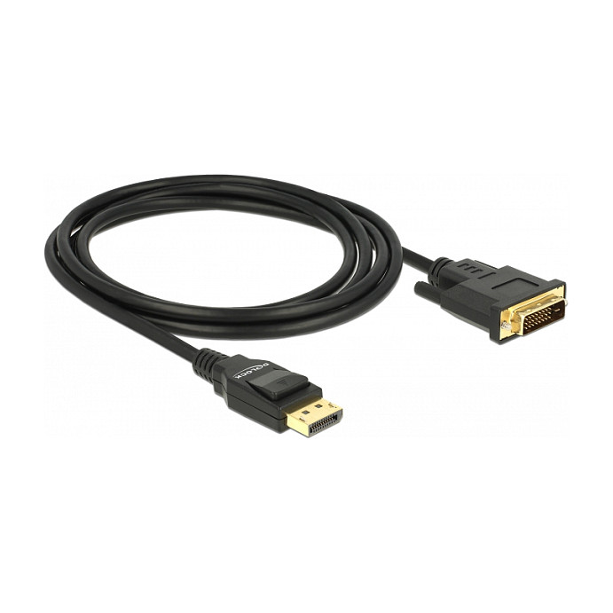 Kabllo DisplayPort DELOCK 1.2 / St–St / DVI 24+1 / Passive / 2m - Zezë - 1