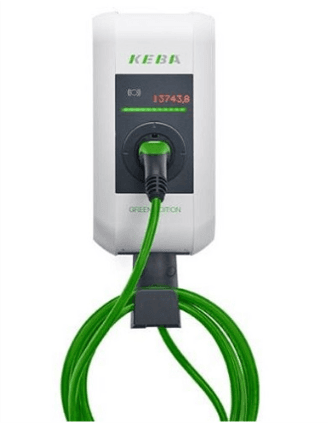 Stacion Karikimi KEBA KeContact P30 x-series, 22 kW, 3-fazor, Kabllo Type 2 6 m, RFID, Wi-Fi, ISO 15118 Ready, IP54, IK10 – Bardhë/Zezë/Gjelbër