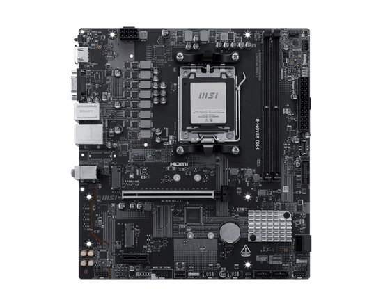 Pllakë Amë MSI PRO B840M-B, mATX, AMD AM5, B840, DDR5, PCIe 4.0 x16, PCIe 3.0 x1, HDMI, VGA, USB 5Gbps