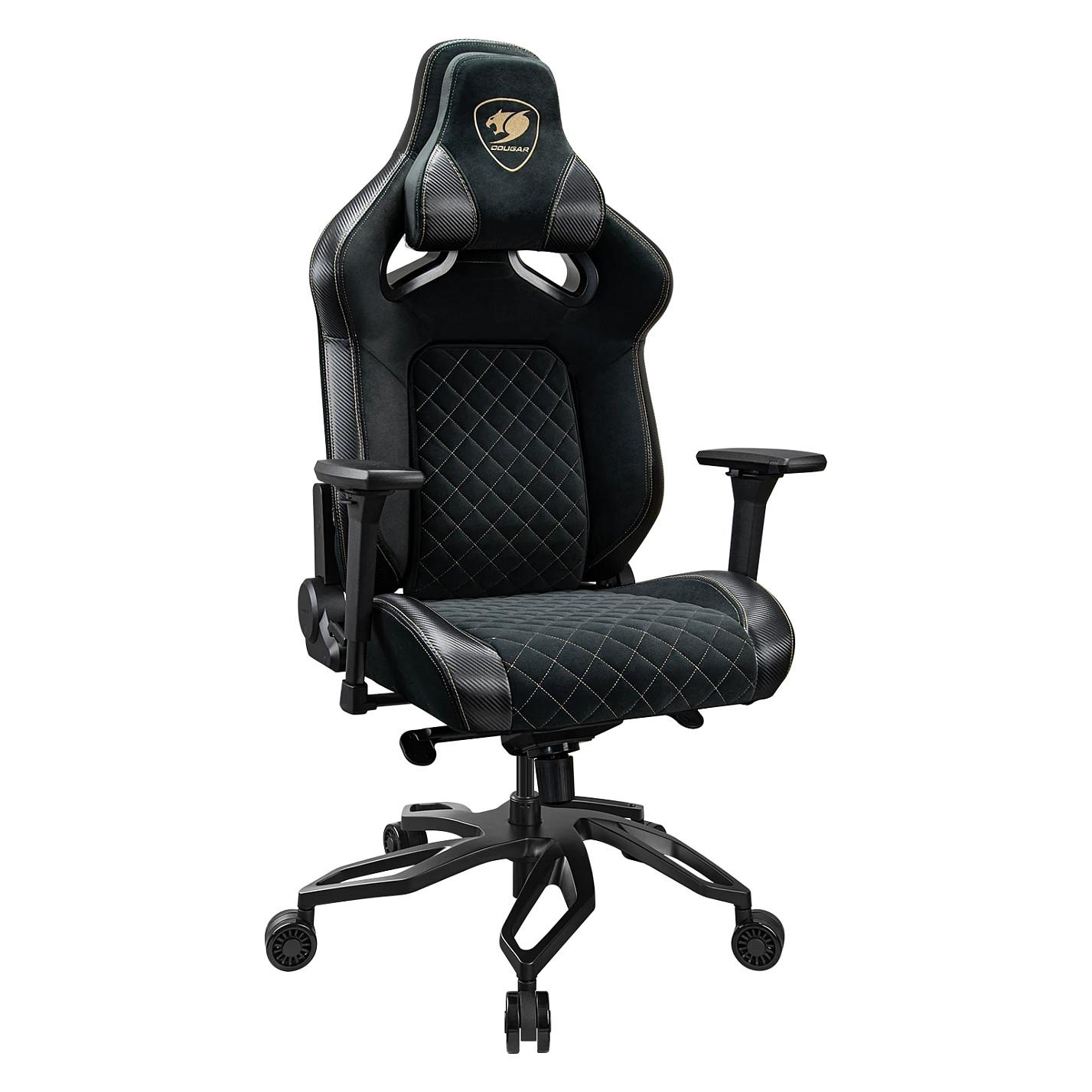 Karrige Gaming COUGAR Titan Pro V2 Gold F, Velvet, Mbështetëse 4D, Mbështetje Lumbare, 160 kg – Zezë